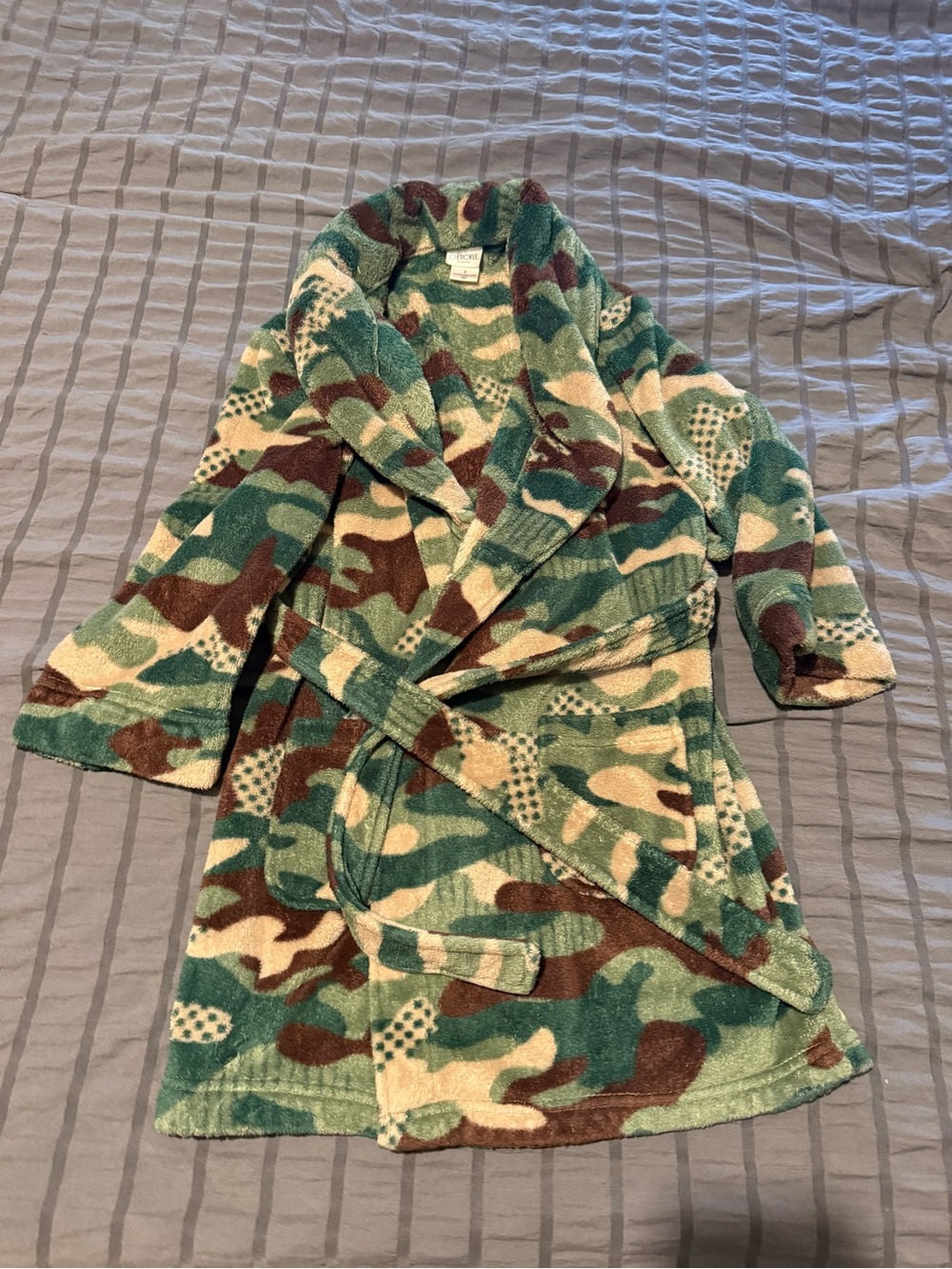 Cherokee Plush Camouflage Sleepwear Robe - Green, Brown, Cream